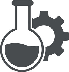 Chemistry & Engineering Icon: Science Flask with Gear