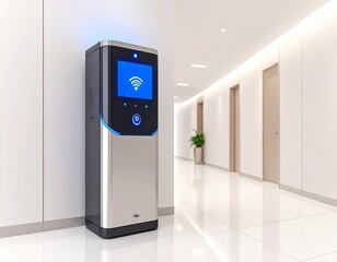 Dustbin with sensor lid, minimal hall background
