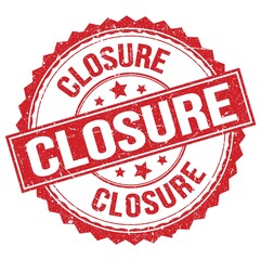 CLOSURE text on red round stamp sign