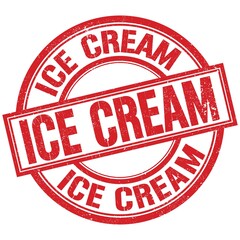 ICE CREAM written word on red stamp sign