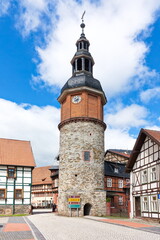Blick zum Seigerturm in Stolberg im Harz
