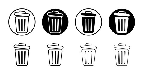 Trash icon thin flat simple illustration symbol