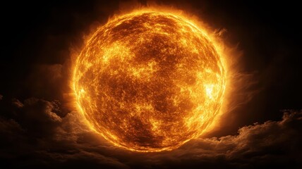 Fototapeta premium The Sun in stylized 3D style with bold forms, vivid colors, and a dynamic, realistic solar appearance.