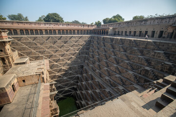Ancient stepwell Chand Bawdi, Abhaneri, Biggest Stepwell near Jaipur Rajasthan, India