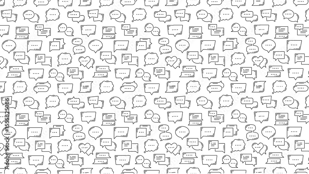 Fototapete a seamless pattern of various speech bubbles in black outline on a white background design element