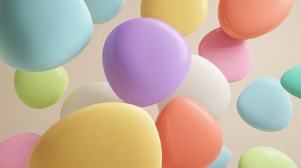 Pastel Colored Easter Eggs Floating in Space