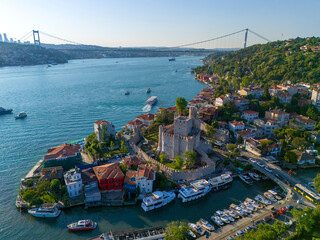 Fatih Sultan Mehmet Bridge Stunning Aerial View of Istanbul's Bosphorus with Historical...