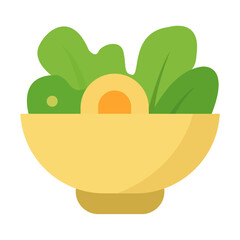 Healthy Green Salad Bowl Icon with Avocado