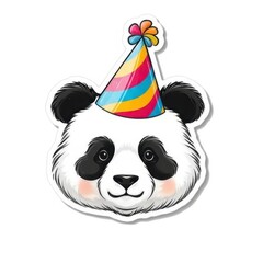 Adorable Panda Bear Wearing a Colorful Party Hat on White Background