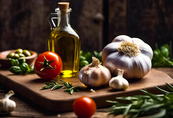 AI Generative illustration of traditional Italian food ingredients