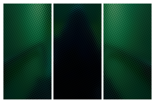 Terrible scene with a ghost on the stairs, made of glass tiles, transparent background
