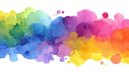 Vibrant Watercolor Rainbow Banner Background Texture
