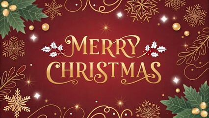 Elegant Red and Gold Christmas Background with Luxury Ribbon and Festive Holiday Decor