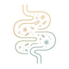 Obraz premium Gastroenterology: Abstract digestive pathway with microbiome glow