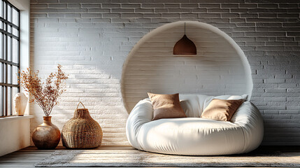 Cozy modern living room design contemporary home interior photography bright environment stylish viewpoint