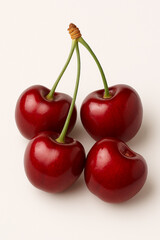 Red ripe cherry berries isolated on white background.