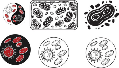 Blood Cell Vector Icon | Black and White Hematology Symbol on Blank Background

