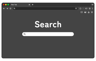 PCウィンドウ　ブラウザ 　タブ　検索エンジン ダークUI　MacOS　Chrome風 (.PNG)