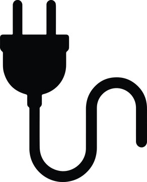 Silhouette electrical plug simple black icon Vector illustration