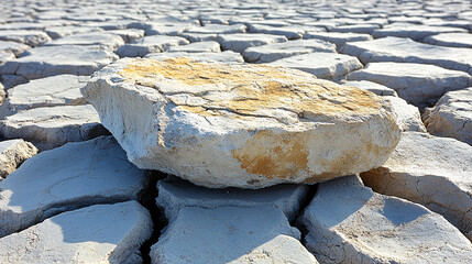 Drought impact on cracked earth and stone desert landscape nature photography dry environment close-up view resilience concept