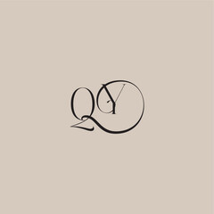 monogram wedding logo elegant and luxury style QY dinamyc curvy initial concept letter