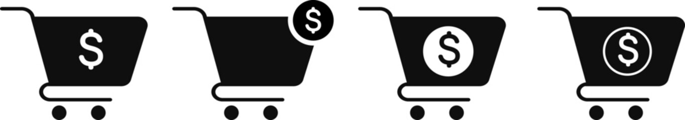 shopping cart icon with dollar sign. shopping experience.  retail marketing sign. consumerism designs. financial concepts symbol
