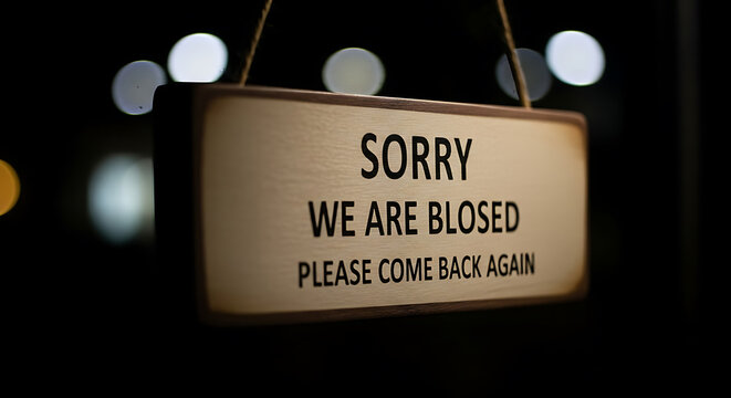 Wooden sign sorry we are closed please come back again