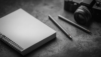 School Supplies with Pencils. A collection of school supplies including colored pencils, notebooks, and other stationery items. Ideal for themes related to education, learning, and back to school.