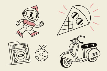 Minimalist Vintage Retro Design with Black Yellow Cyan and Magenta Elements