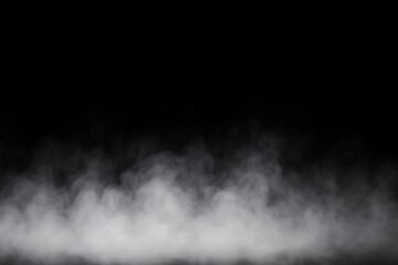 White Smoke Effect on Black Background, Realistic Fog or Mist Texture..