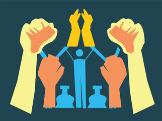 Art celebrating the International Day Against Drug Abuse and Illicit Trafficking on June 26, featuring global symbols, anti-drug messages, bold colors, and diverse people uniting against 15