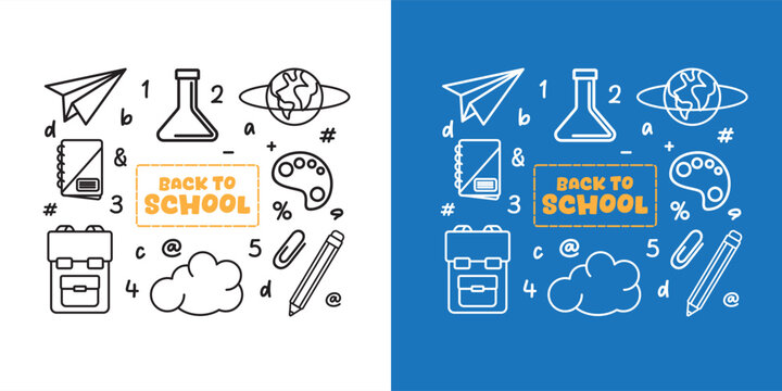Collection of elements for back to school themed school doodles