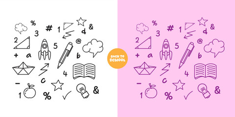 Collection of vector icon elements for back to school themed school doodles
