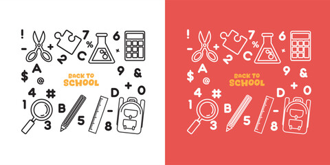 Collection of icons for back to school themed school doodles