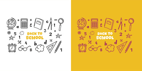 Collection of vector icons for back to school themed school doodles