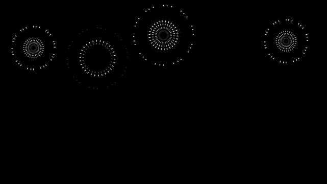firework circle blast with animated sparkles and line bursts. 4K loop motion design on black screen for events, parties, or visual effects projects.