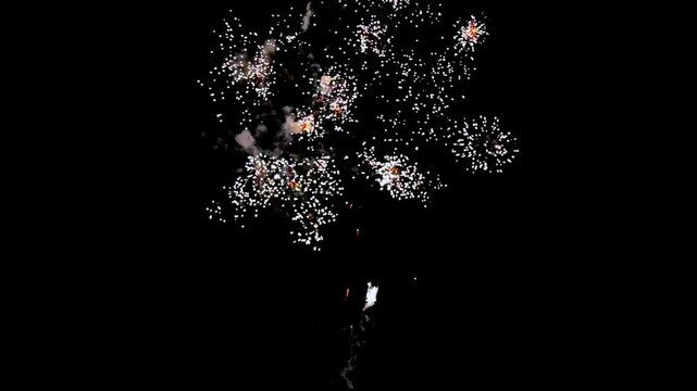 Colorful holiday fireworks bursting in the night sky during a festive celebration