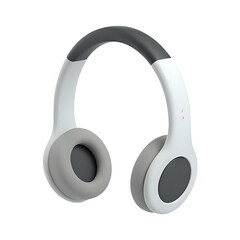 White and gray over ear headphones isolated on a transparent background