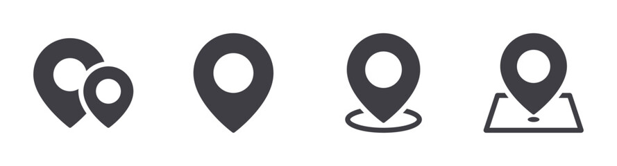 Map pin icons set. Solid web icons. Vector illustration