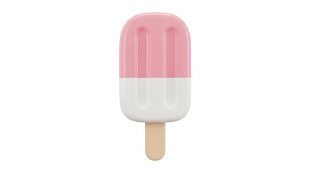 A pink and white popsicle, digitally rendered, on a plain white background.