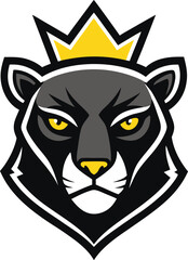 panther wearing crown minimalist logo icon