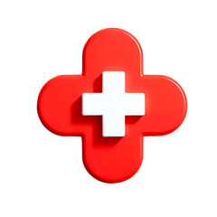 Obraz premium Red medical cross with a white plus sign 3d icon