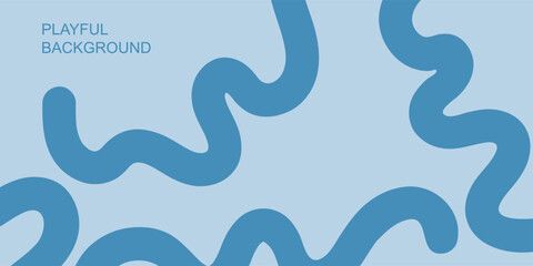 Abstract playful minimal background with wavy line. Poster with organic curvy curly stripe.