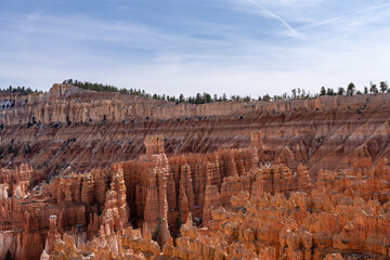Sunset Point Overlook, Bryce Canyon National Park, Utah. Claron Formation, (Tcp) Pink member;...