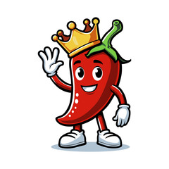 Chili Pepper King Cartoon Mascot