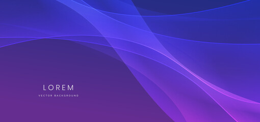 Abstract futuristic glowing curve lines on dark blue background.