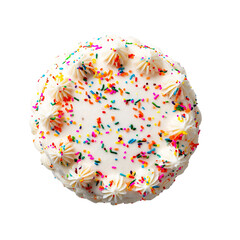 Birthday cake top view on transparent background