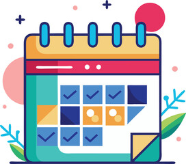 A vibrant, flat design calendar icon, perfect for depicting scheduling, planning, and organization.