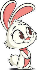 A charming cartoon rabbit with large, expressive eyes and a playful expression.