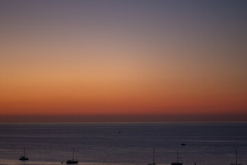 View over sea in a beautiful sunset on the beach in Sicily, Italy